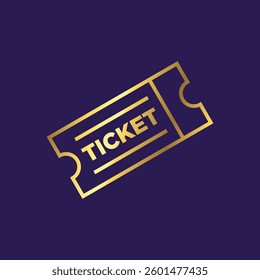 Gold Color Ticket Icon Vector Template