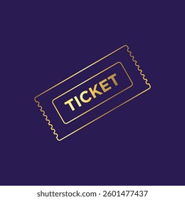 Gold Color Ticket Icon Vector Template