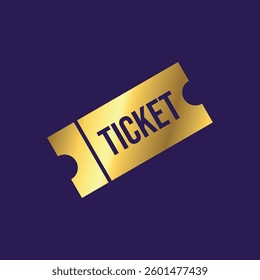 Gold Color Ticket Icon Vector Template