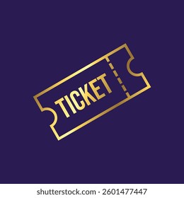 Gold Color Ticket Icon Vector Template