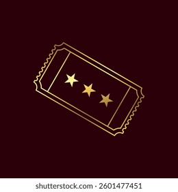 Gold Color Ticket Icon Vector Template