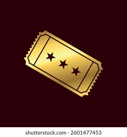 Gold Color Ticket Icon Vector Template