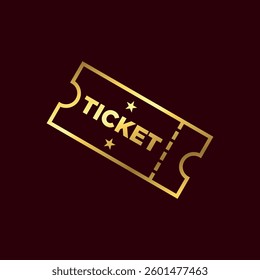 Gold Color Ticket Icon Vector Template