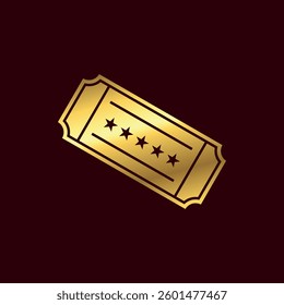 Gold Color Ticket Icon Vector Template