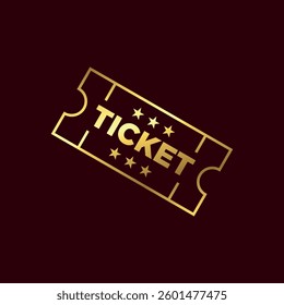 Gold Color Ticket Icon Vector Template