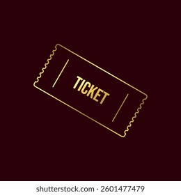 Gold Color Ticket Icon Vector Template