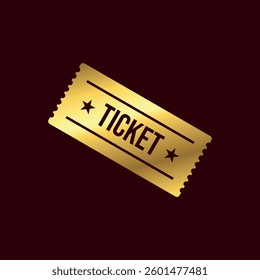 Gold Color Ticket Icon Vector Template