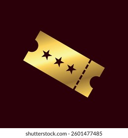 Gold Color Ticket Icon Vector Template