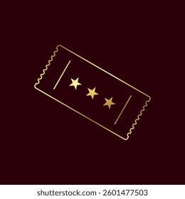 Gold Color Ticket Icon Vector Template