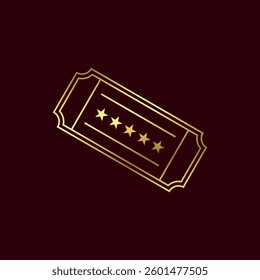Gold Color Ticket Icon Vector Template