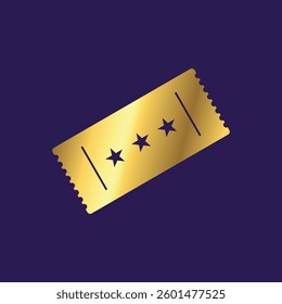 Gold Color Ticket Icon Vector Template