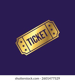 Gold Color Ticket Icon Vector Template