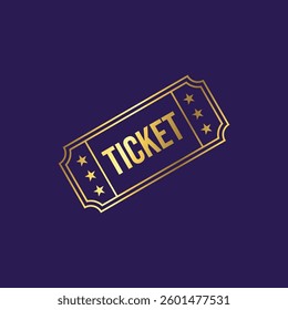 Gold Color Ticket Icon Vector Template