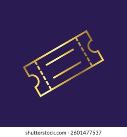 Gold Color Ticket Icon Vector Template