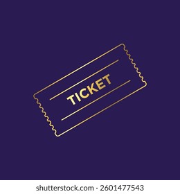 Gold Color Ticket Icon Vector Template