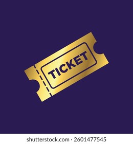 Gold Color Ticket Icon Vector Template