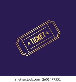 Gold Color Ticket Icon Vector Template