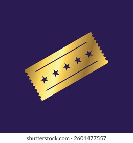 Gold Color Ticket Icon Vector Template