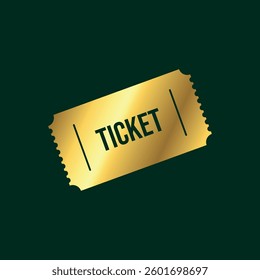 Gold Color Ticket Icon Vector Template