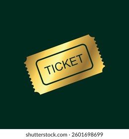 Gold Color Ticket Icon Vector Template