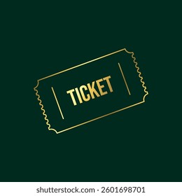 Gold Color Ticket Icon Vector Template