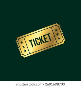 Gold Color Ticket Icon Vector Template