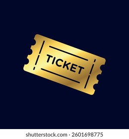 Gold Color Ticket Icon Vector Template