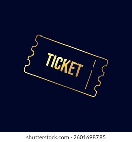 Gold Color Ticket Icon Vector Template