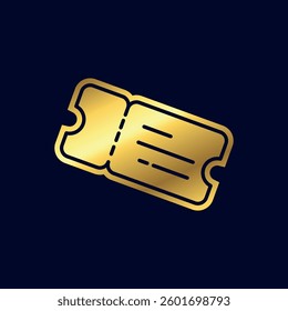 Gold Color Ticket Icon Vector Template