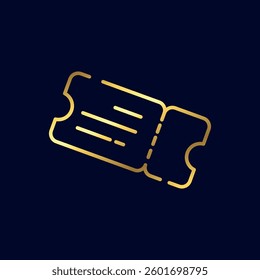 Gold Color Ticket Icon Vector Template