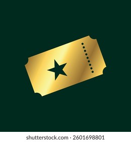 Gold Color Ticket Icon Vector Template