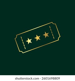 Gold Color Ticket Icon Vector Template