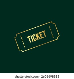 Gold Color Ticket Icon Vector Template