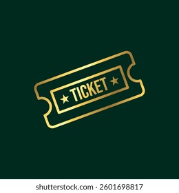 Gold Color Ticket Icon Vector Template