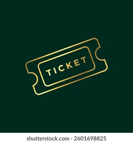 Gold Color Ticket Icon Vector Template