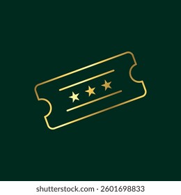 Gold Color Ticket Icon Vector Template
