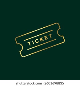 Gold Color Ticket Icon Vector Template