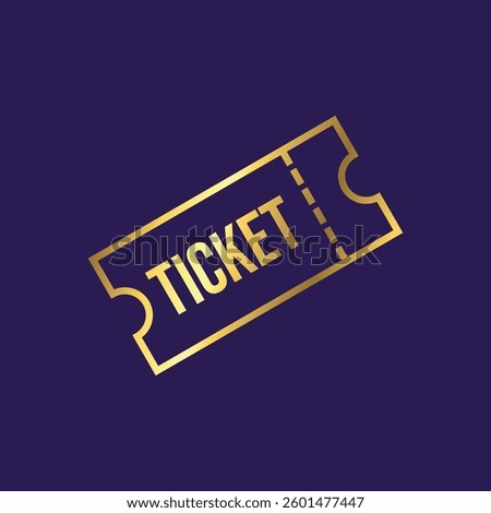Gold Color Ticket Icon Vector Template