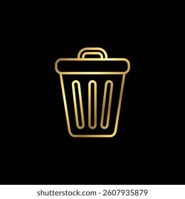 Gold Color Trash Bin Icon Vector Template