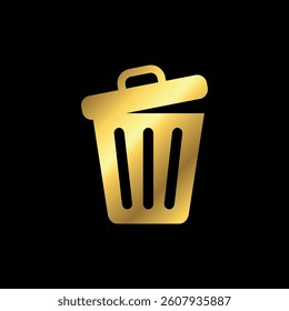Gold Color Trash Bin Icon Vector Template