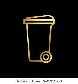 Gold Color Trash Bin Icon Vector Template