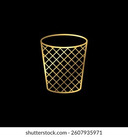 Gold Color Trash Bin Icon Vector Template