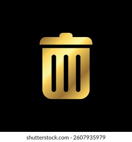 Gold Color Trash Bin Icon Vector Template