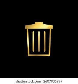 Gold Color Trash Bin Icon Vector Template