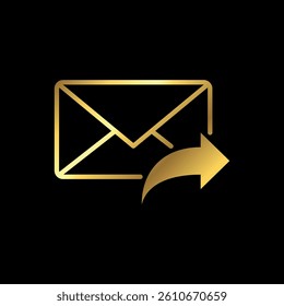 Gold Color Trendy Envelope Icon Vector Template
