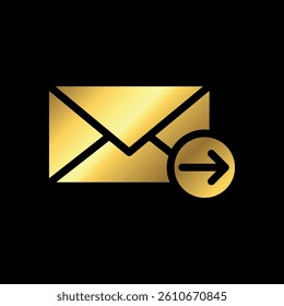 Gold Color Trendy Envelope Icon Vector Template