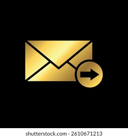 Gold Color Trendy Envelope Icon Vector Template