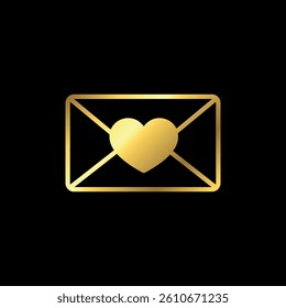 Gold Color Trendy Envelope Icon Vector Template