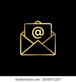 Gold Color Trendy Envelope Icon Vector Template