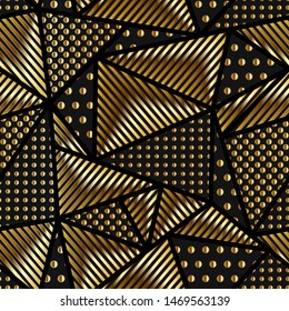 Gold color triangle seamless pattern.
